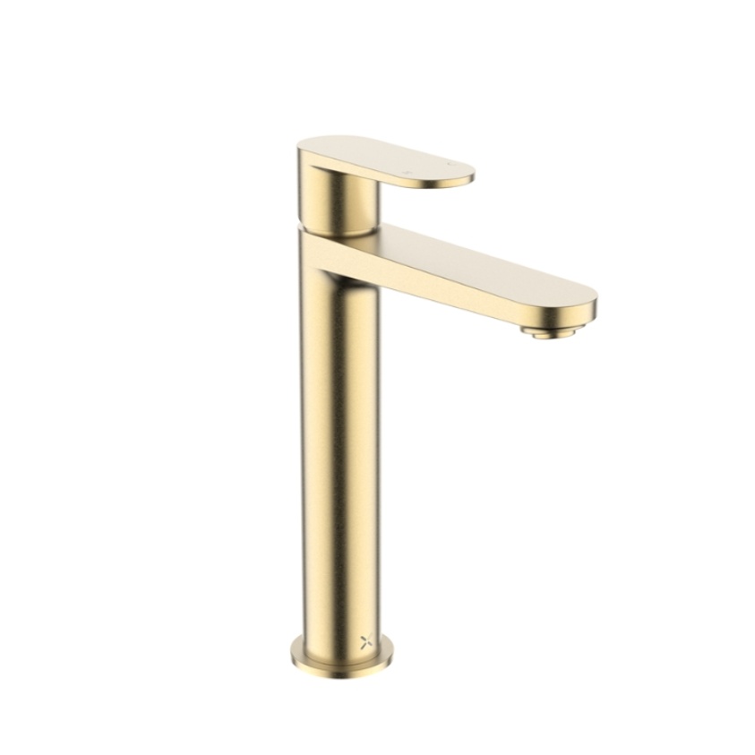 Product Cut out image of the Crosswater Drift Brushed Brass Tall Basin Monobloc